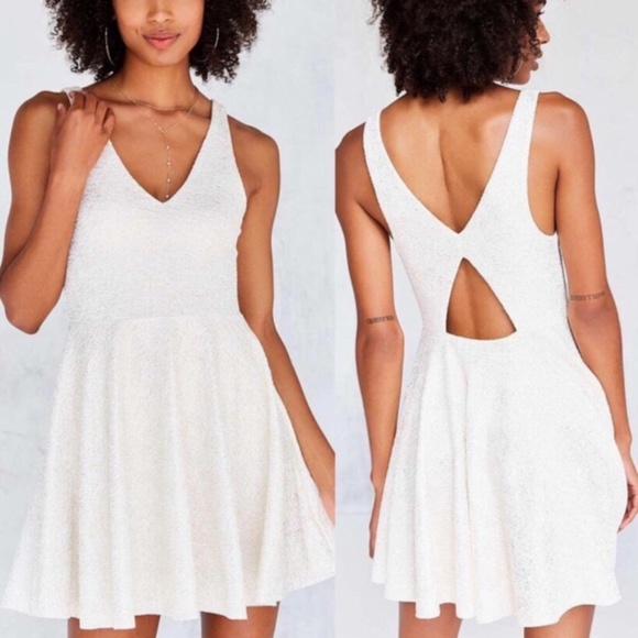 Urban Outfitters Dresses & Skirts - Silence + Noise White & Gold Open Back Mini Dress